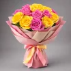 Карибский закат - букет из желтых и розовых роз